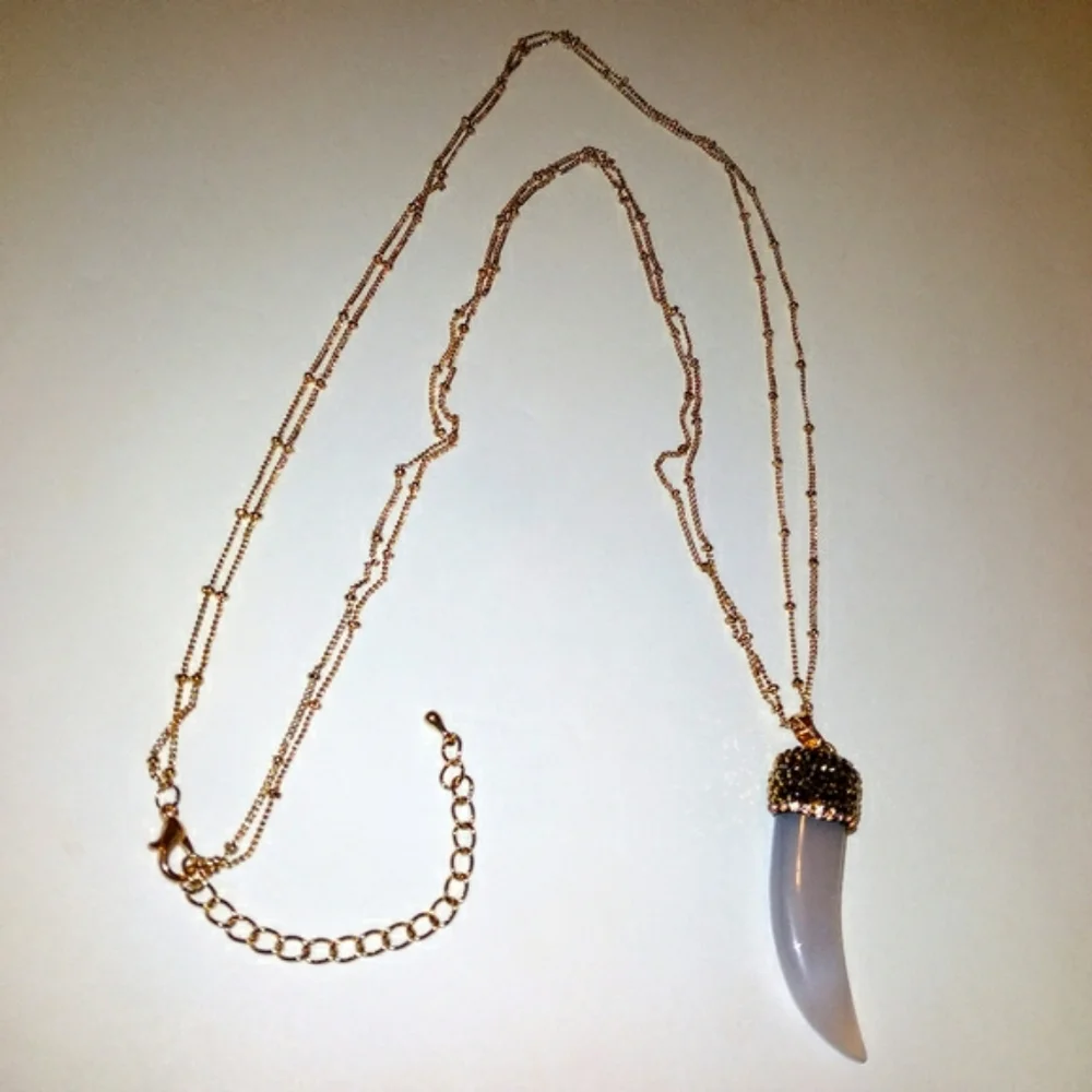 Crystal pave horn necklace